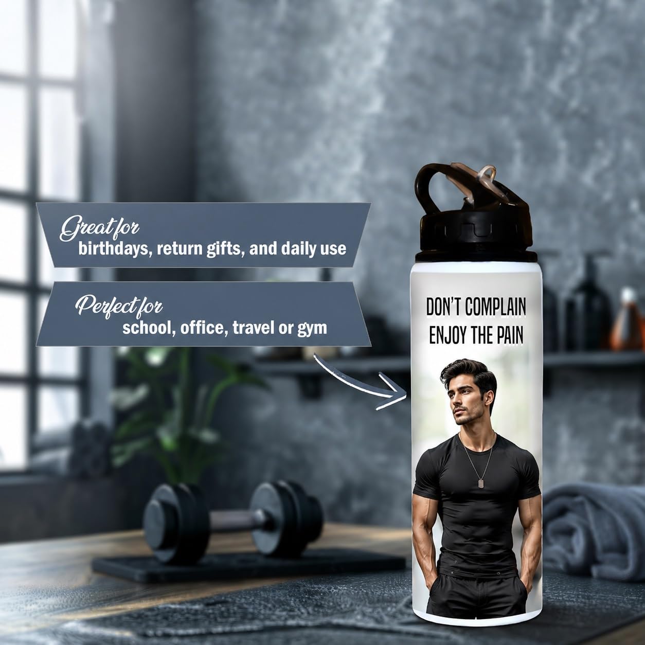 Savri Personalized Aluminium Photo Bottle – Custom Name & Picture Printed – Bottle for Kids, School, Gym, Office – Ideal Return Gift for Birthday, Christmas, Festivals (750 Ml - White)