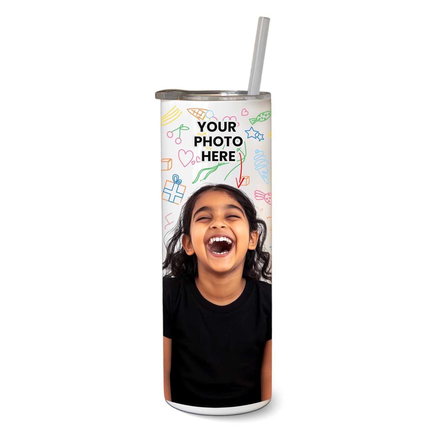 Savri Personalized Aluminium Photo Bottle – Custom Name & Picture Printed – Bottle for Kids, School, Gym, Office – Ideal Return Gift for Birthday, Christmas, Festivals (750 Ml - White)