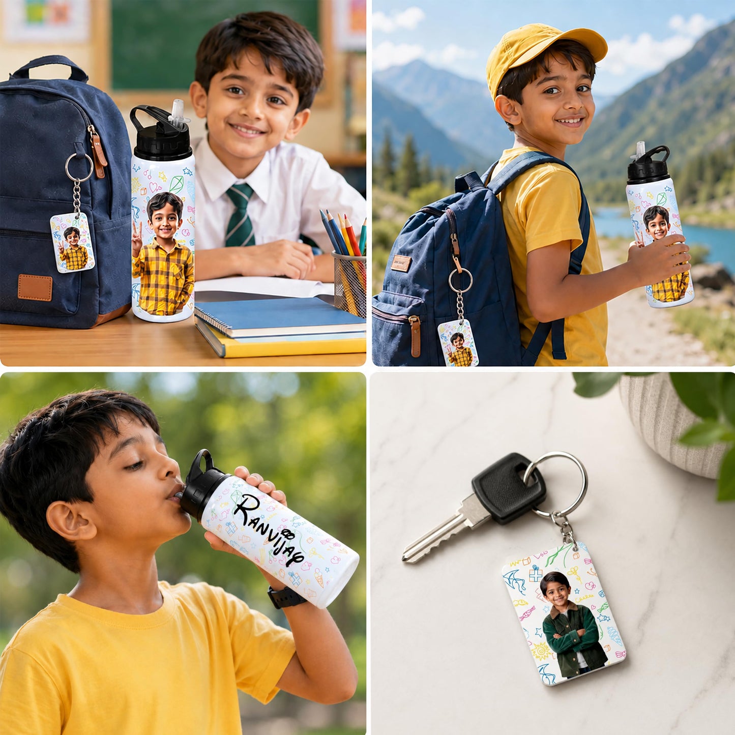 Savri Personalized Aluminium Photo Bottle – Custom Name & Picture Printed – Bottle for Kids, School, Gym, Office – Ideal Return Gift for Birthday, Christmas, Festivals (750 Ml - White)